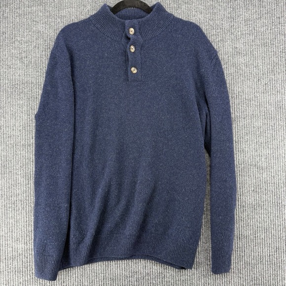 LEDBURY Other - Merino Wool Sweater Mens XL Blue Mock Neck Italy Minimal Coastal Dad